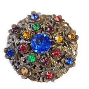 Vintage Jeweled Czech Brooch (A900)